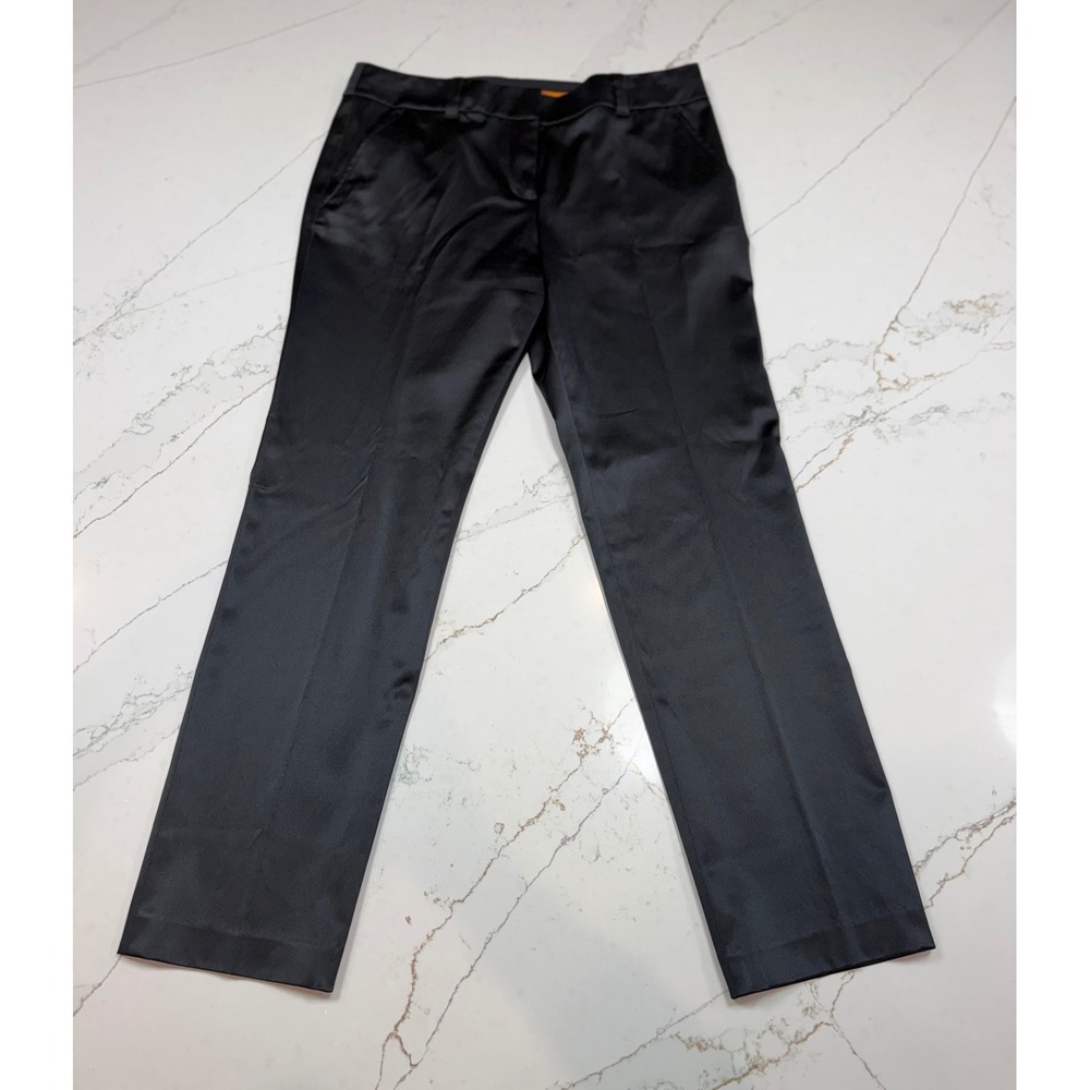 Tory Burch Black Silk Blend Straight Leg Trousers Pants Size 6